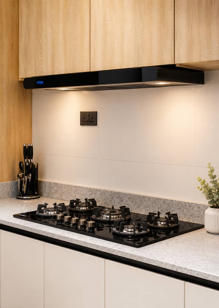 Lawrevee Homes Chevron Lekki shortlet kitchen alternate view with premium fittings